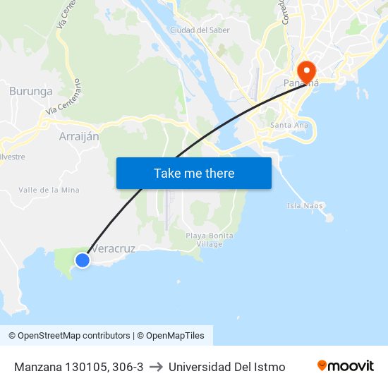 Manzana 130105, 306-3 to Universidad Del Istmo map