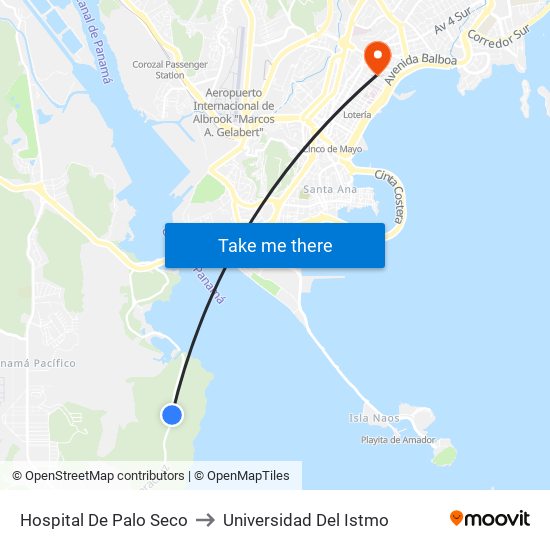 Hospital De Palo Seco to Universidad Del Istmo map