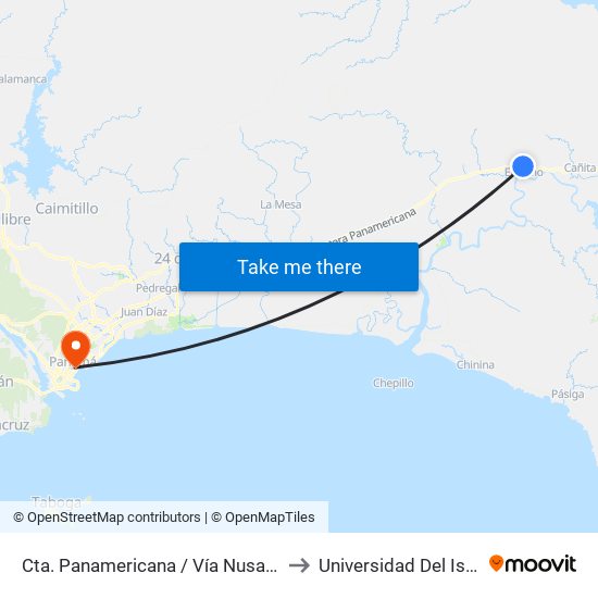 Cta. Panamericana / Vía Nusagandi to Universidad Del Istmo map