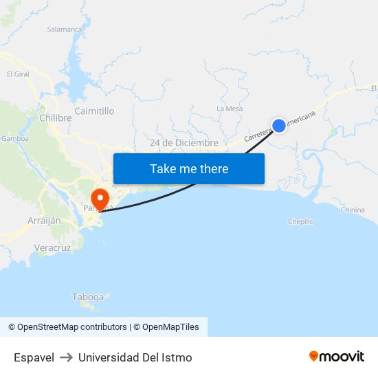 Espavel to Universidad Del Istmo map
