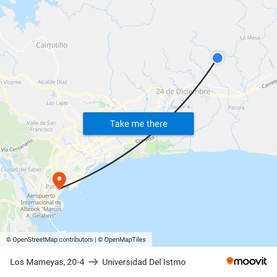 Los Mameyas, 20-4 to Universidad Del Istmo map
