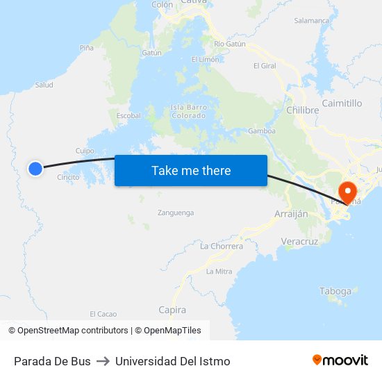 Parada De Bus to Universidad Del Istmo map