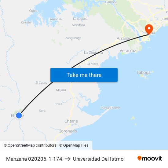 Manzana 020205, 1-174 to Universidad Del Istmo map