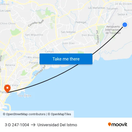 3-D 247-1004 to Universidad Del Istmo map