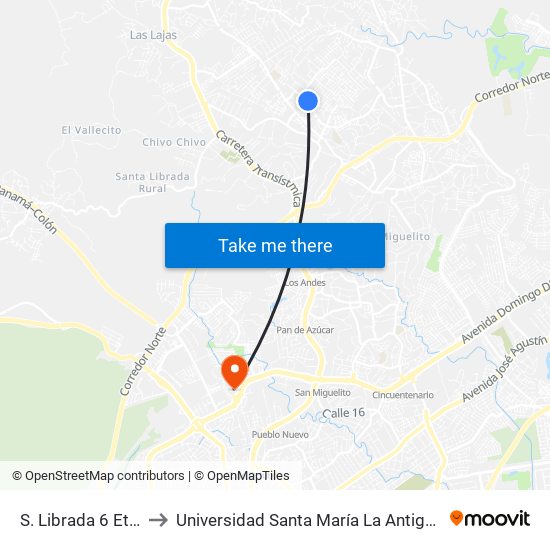 S. Librada 6 Etapa-I to Universidad Santa María La Antigua - Usma map