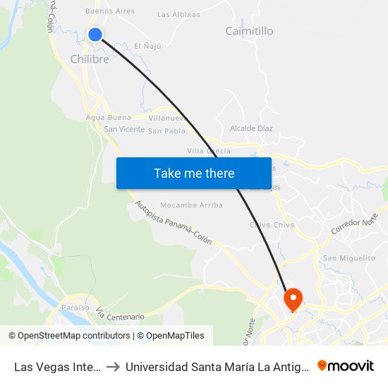 Las Vegas Interna-R to Universidad Santa María La Antigua - Usma map