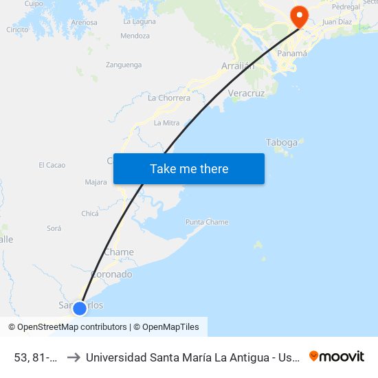 53, 81-53 to Universidad Santa María La Antigua - Usma map