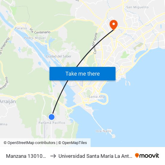 Manzana 130105, 3-389 to Universidad Santa María La Antigua - Usma map