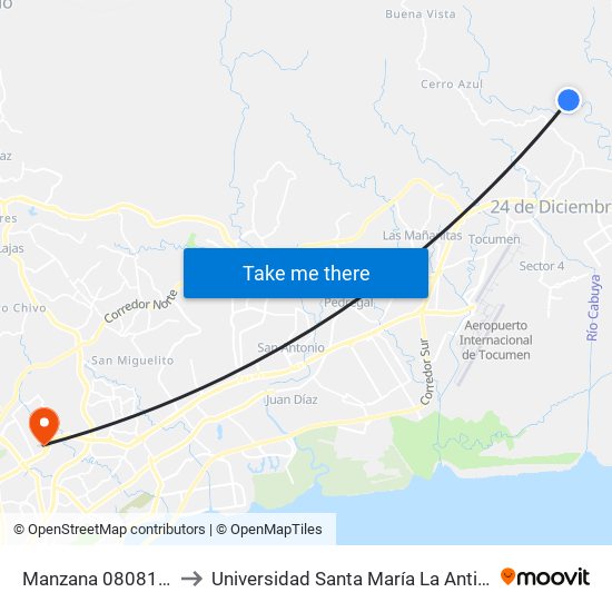 Manzana 080817, 46-1 to Universidad Santa María La Antigua - Usma map