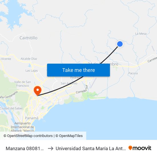 Manzana 080817, 2-323 to Universidad Santa María La Antigua - Usma map