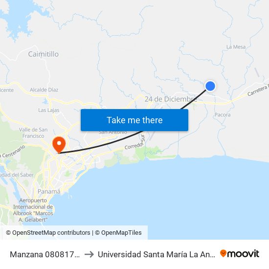Manzana 080817, 70-561 to Universidad Santa María La Antigua - Usma map