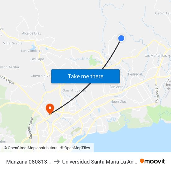 Manzana 080813, 14-370 to Universidad Santa María La Antigua - Usma map