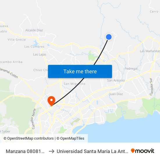Manzana 080813, 21-13 to Universidad Santa María La Antigua - Usma map
