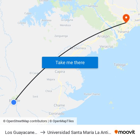 Los Guayacanes, 49-2 to Universidad Santa María La Antigua - Usma map