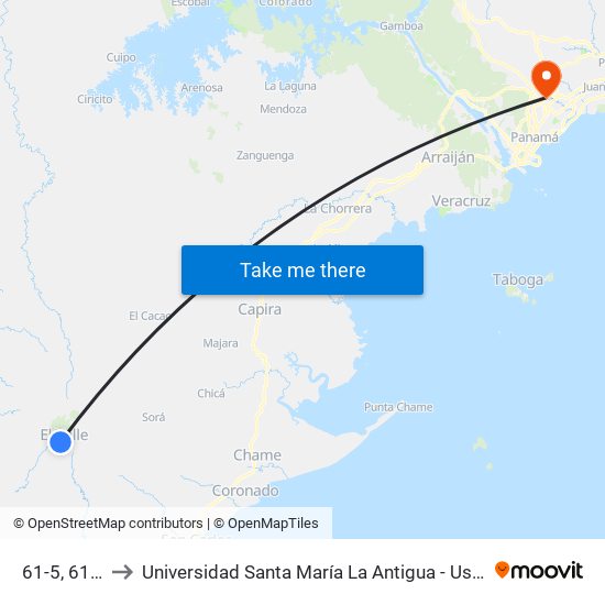 61-5, 61-5 to Universidad Santa María La Antigua - Usma map