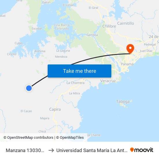 Manzana 130308, 42-13 to Universidad Santa María La Antigua - Usma map