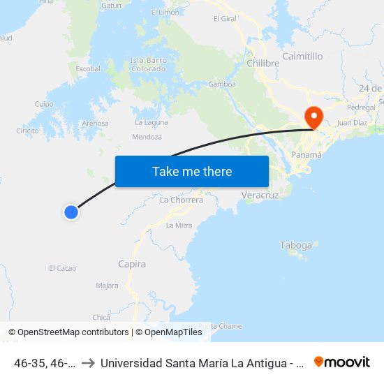 46-35, 46-35 to Universidad Santa María La Antigua - Usma map