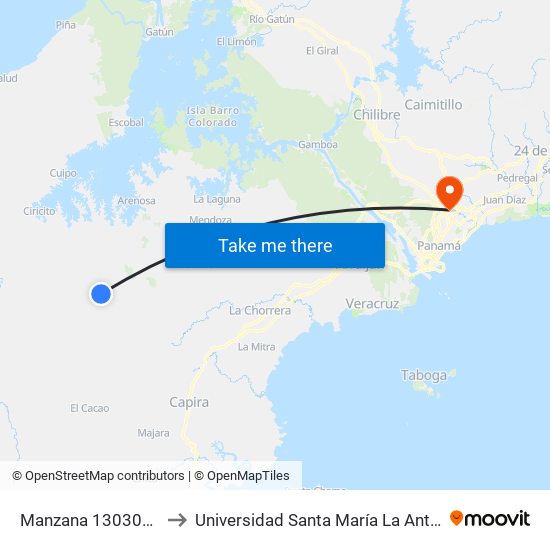 Manzana 130308, 32-16 to Universidad Santa María La Antigua - Usma map