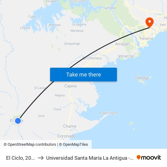 El Ciclo, 20-35 to Universidad Santa María La Antigua - Usma map