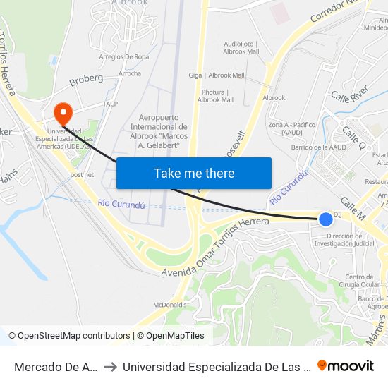 Mercado De Abastos-R to Universidad Especializada De Las Americas (Udelas) map