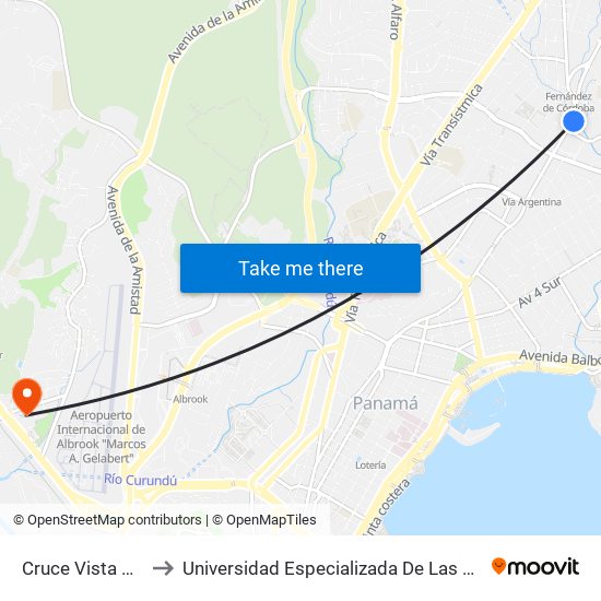 Cruce Vista Hermosa to Universidad Especializada De Las Americas (Udelas) map