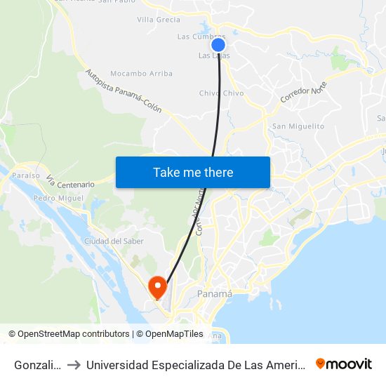 Gonzalillo-I to Universidad Especializada De Las Americas (Udelas) map