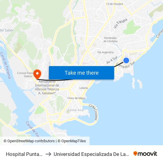 Hospital Punta Pacifica-R to Universidad Especializada De Las Americas (Udelas) map