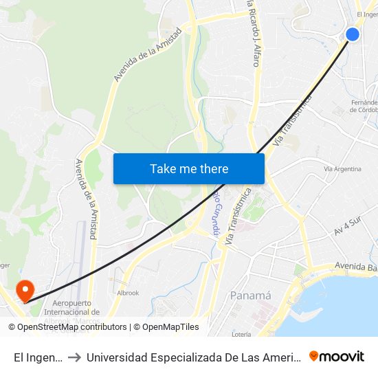 El Ingenio-R to Universidad Especializada De Las Americas (Udelas) map