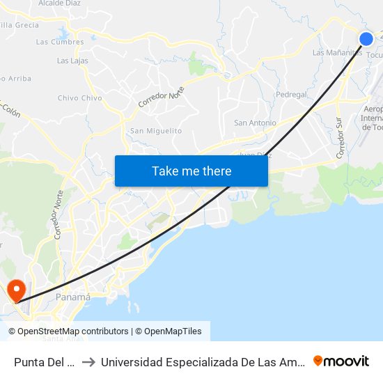 Punta Del Este-I to Universidad Especializada De Las Americas (Udelas) map