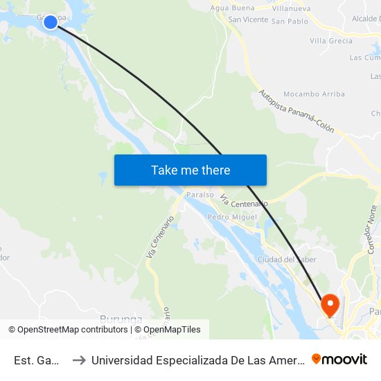 Est. Gamboa to Universidad Especializada De Las Americas (Udelas) map