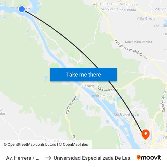 Av. Herrera / MC Farlane to Universidad Especializada De Las Americas (Udelas) map