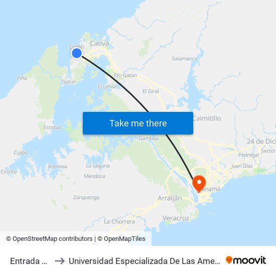 Entrada Colón to Universidad Especializada De Las Americas (Udelas) map