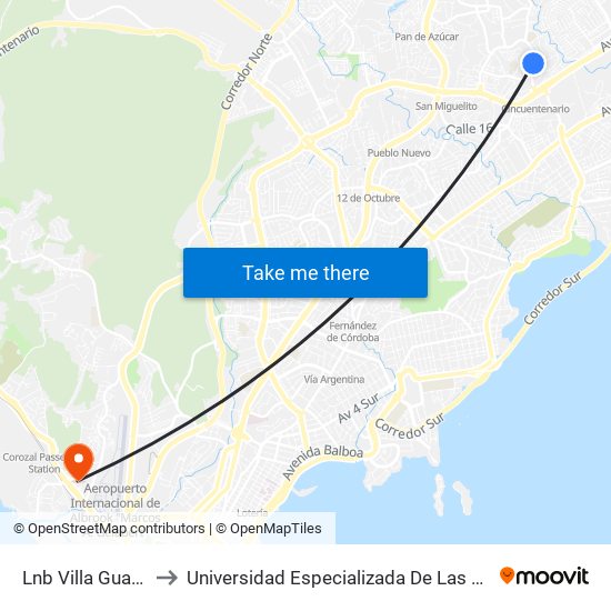 Lnb Villa Guadalupe-R to Universidad Especializada De Las Americas (Udelas) map