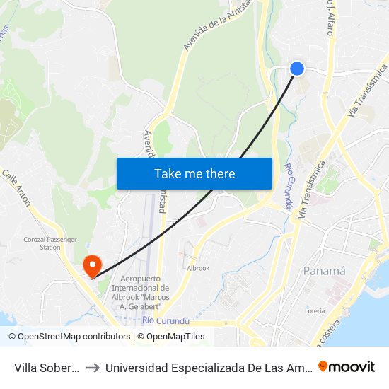 Villa Soberanía-R to Universidad Especializada De Las Americas (Udelas) map