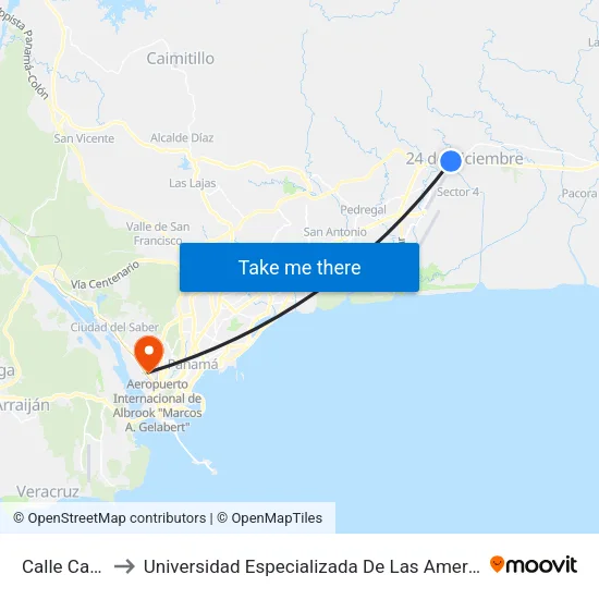 Calle Cabuya to Universidad Especializada De Las Americas (Udelas) map