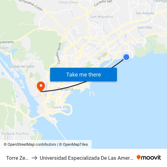 Torre Zeus-R to Universidad Especializada De Las Americas (Udelas) map