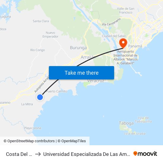 Costa Del Oeste to Universidad Especializada De Las Americas (Udelas) map