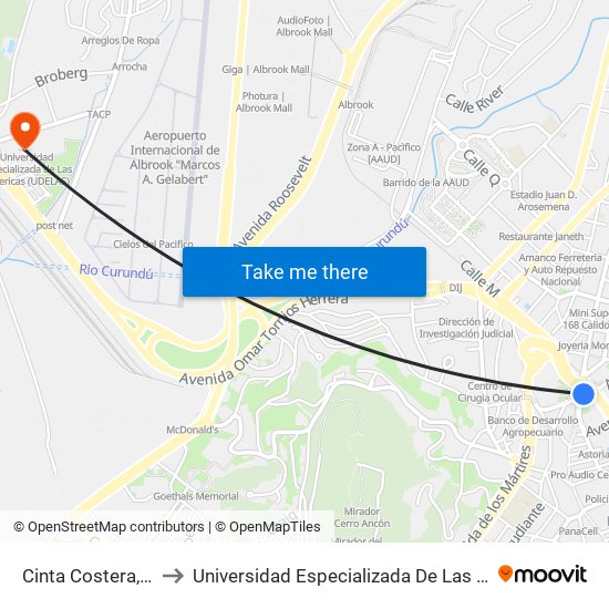 Cinta Costera, 2901-01 to Universidad Especializada De Las Americas (Udelas) map