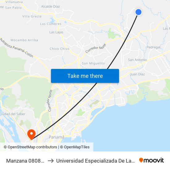 Manzana 080813, 14-327 to Universidad Especializada De Las Americas (Udelas) map