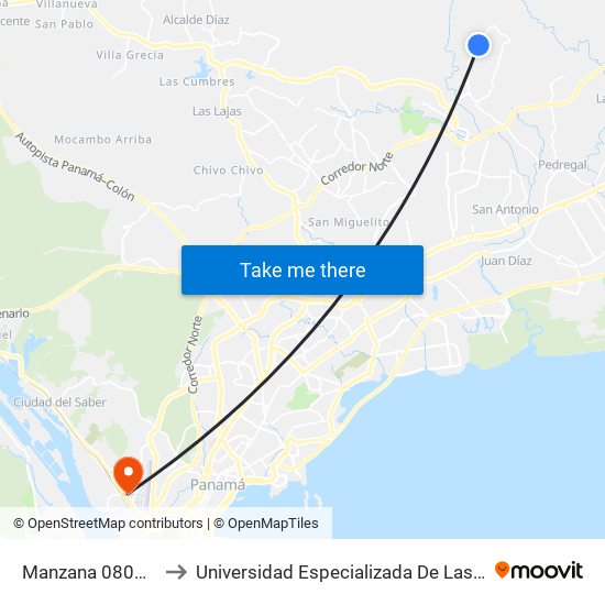 Manzana 080813, 21-13 to Universidad Especializada De Las Americas (Udelas) map