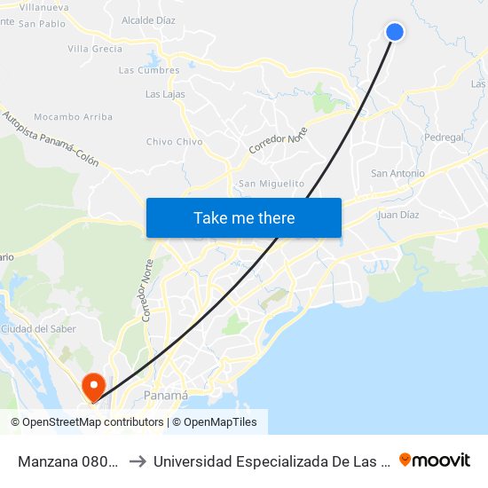 Manzana 080813, 3-13 to Universidad Especializada De Las Americas (Udelas) map