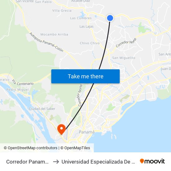 Corredor Panamá Norte, 431-1 to Universidad Especializada De Las Americas (Udelas) map