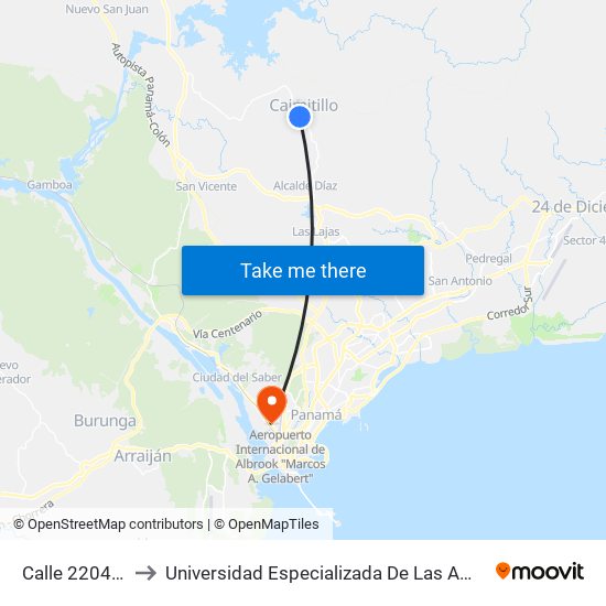 Calle 2204, 2204 to Universidad Especializada De Las Americas (Udelas) map