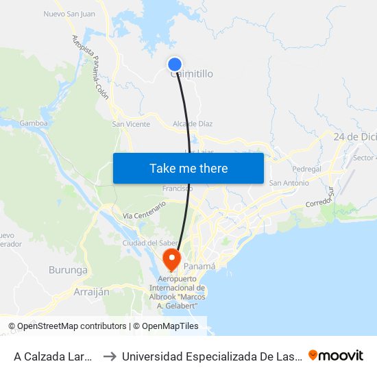 A Calzada Larga, 903-01 to Universidad Especializada De Las Americas (Udelas) map