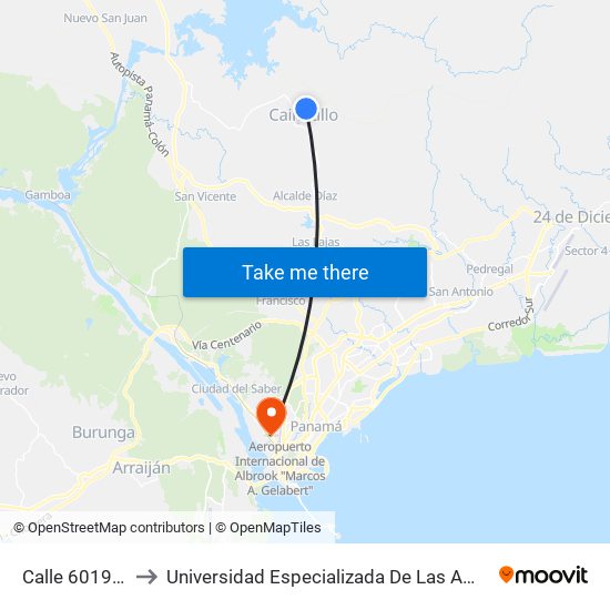 Calle 6019, 6019 to Universidad Especializada De Las Americas (Udelas) map