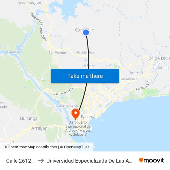 Calle 2612, 2612 to Universidad Especializada De Las Americas (Udelas) map