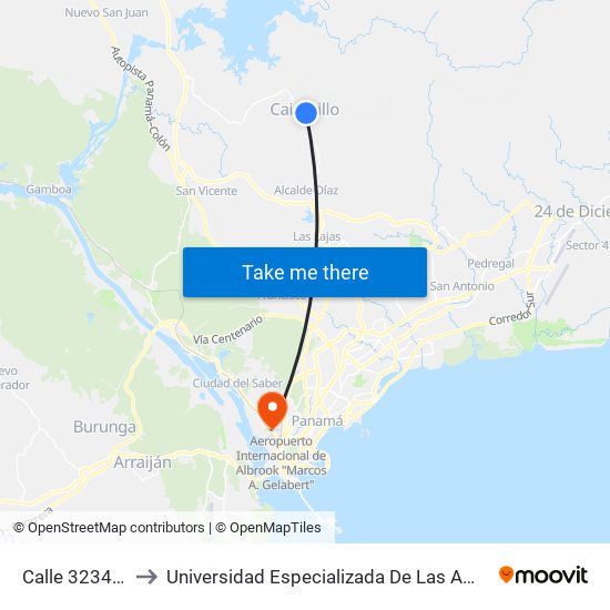 Calle 3234, 3234 to Universidad Especializada De Las Americas (Udelas) map