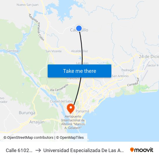 Calle 6102, 6102 to Universidad Especializada De Las Americas (Udelas) map