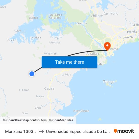 Manzana 130308, 46-117 to Universidad Especializada De Las Americas (Udelas) map