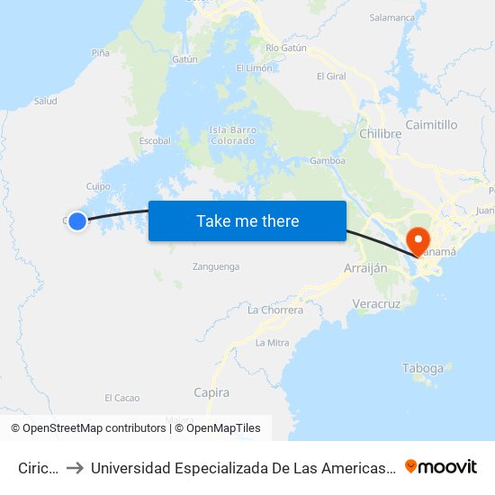 Ciricito to Universidad Especializada De Las Americas (Udelas) map